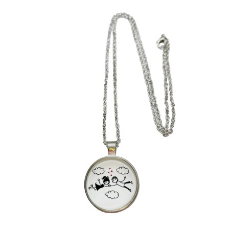 necklace steel siiver chain couple in love2